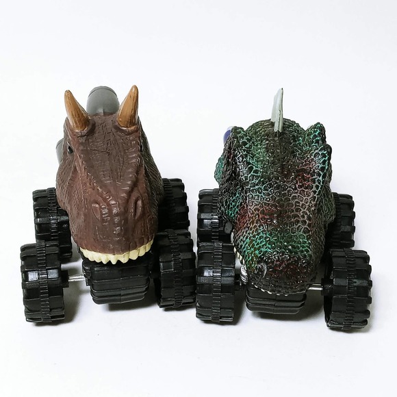 Vtg Dinosaur Heads Pull Back Racer Cars Set of 6 (eb a/b) - Picture 4 of 9